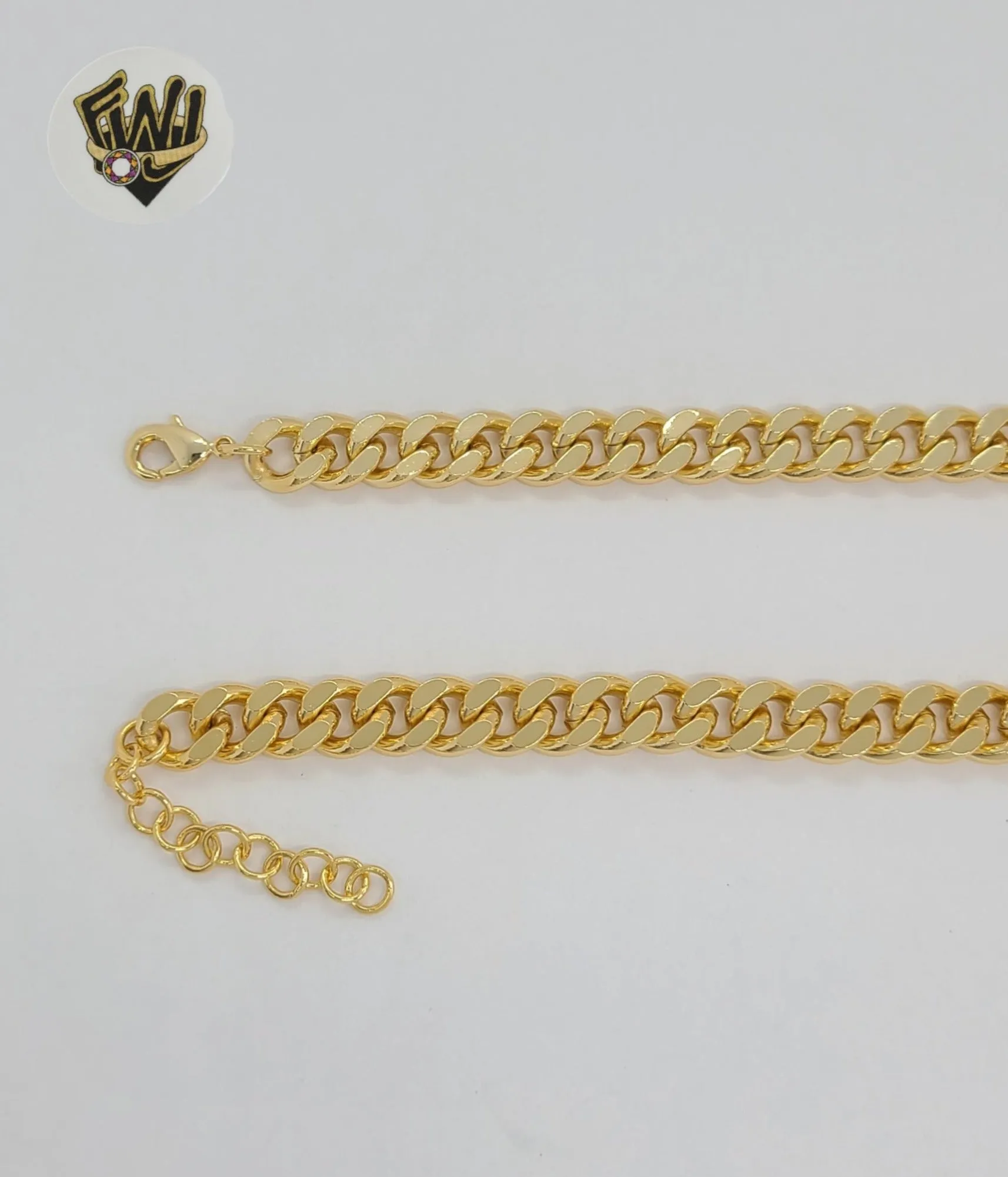 (1-6124-2) Gold Laminate - 9mm Curb Link Zircon Necklace - 16.