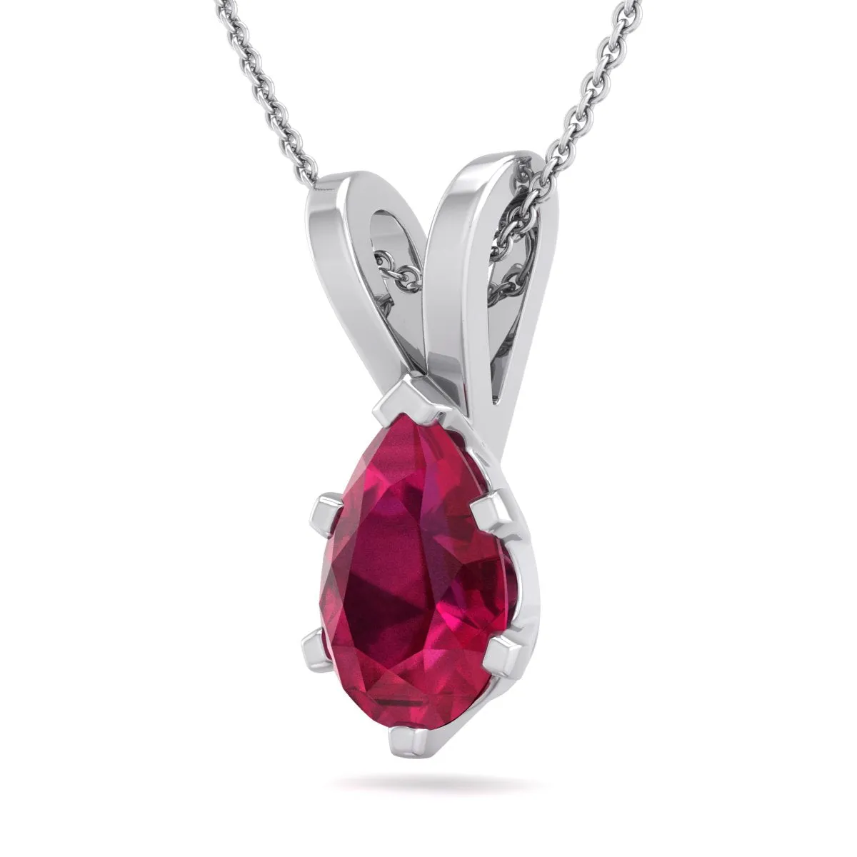 Elegant 1 Carat Pear-Shaped Ruby Necklace in Sterling Silver - 18-Inch Womens Jewelry