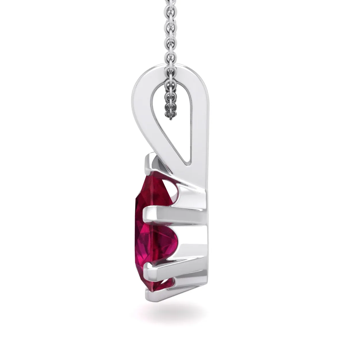 Elegant 1 Carat Pear-Shaped Ruby Necklace in Sterling Silver - 18-Inch Womens Jewelry