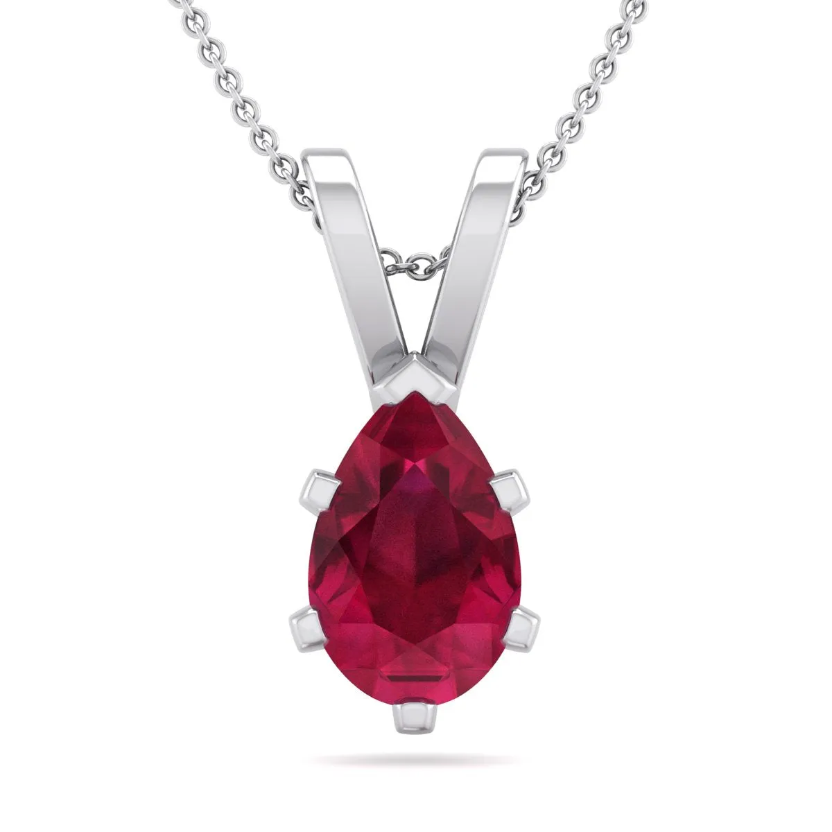 Elegant 1 Carat Pear-Shaped Ruby Necklace in Sterling Silver - 18-Inch Womens Jewelry