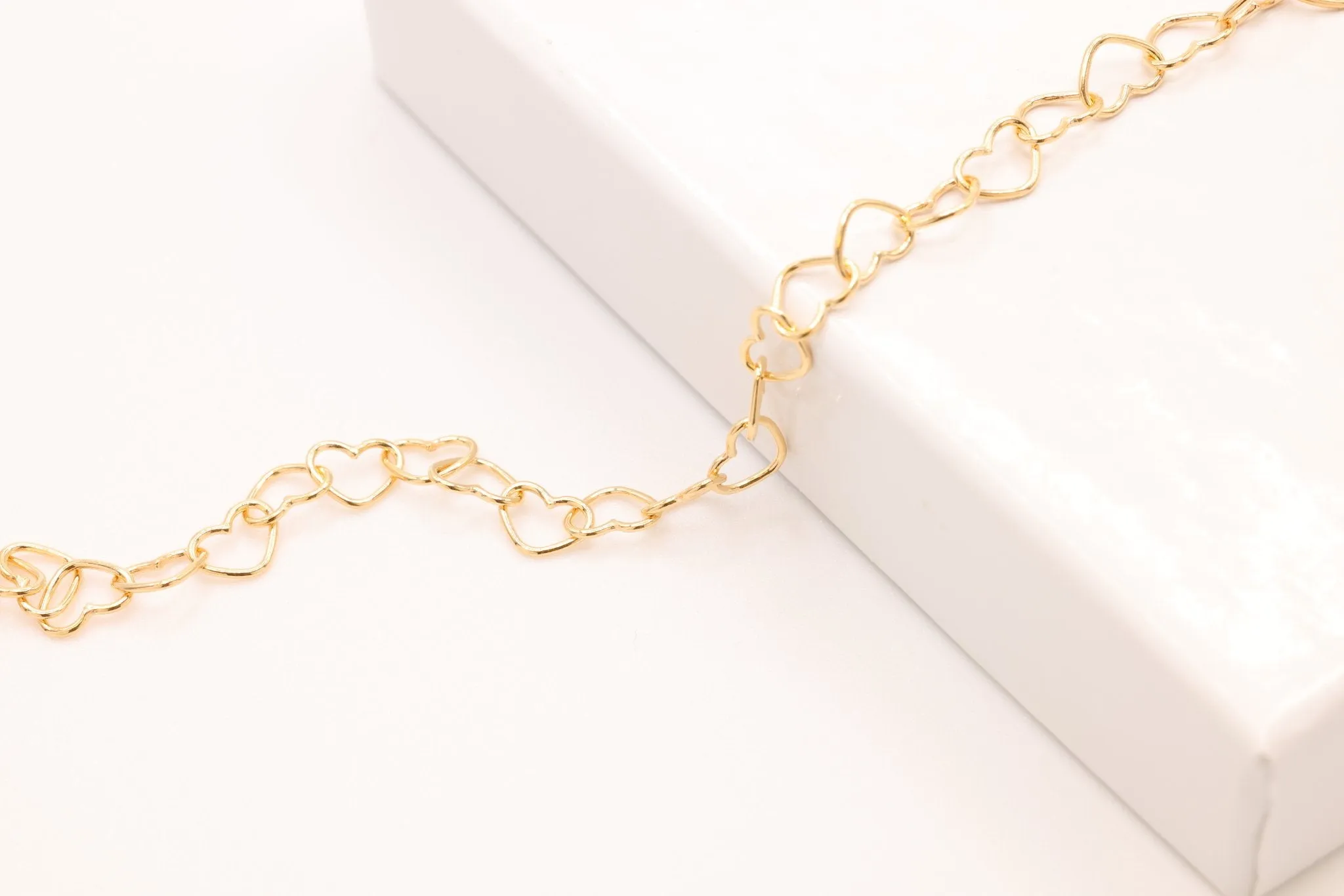 14K Gold-Filled 5.0 mm Heart Chain, Heart Cable Chain Wholesale Jewelry Making Heart Chain