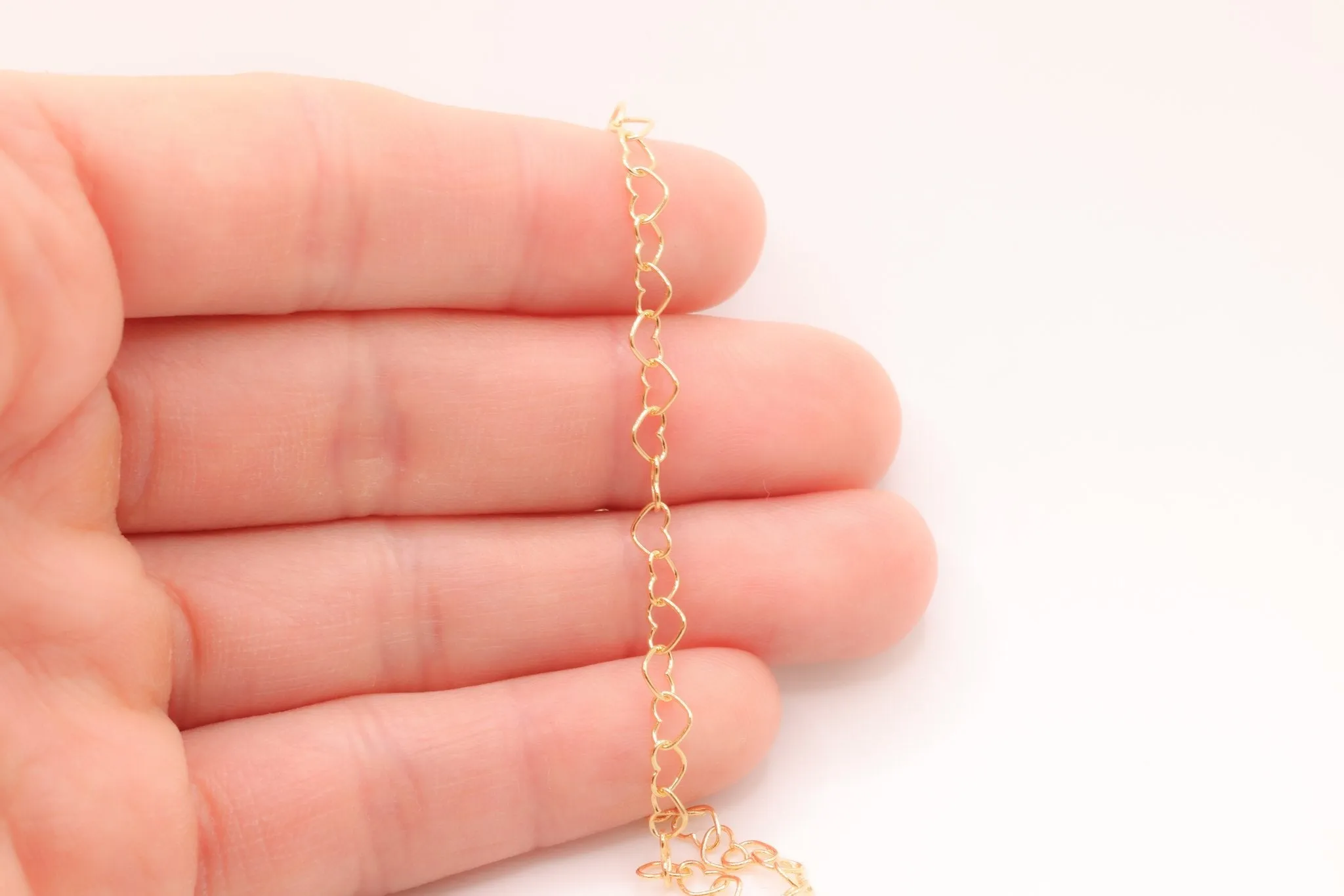 14K Gold-Filled 5.0 mm Heart Chain, Heart Cable Chain Wholesale Jewelry Making Heart Chain