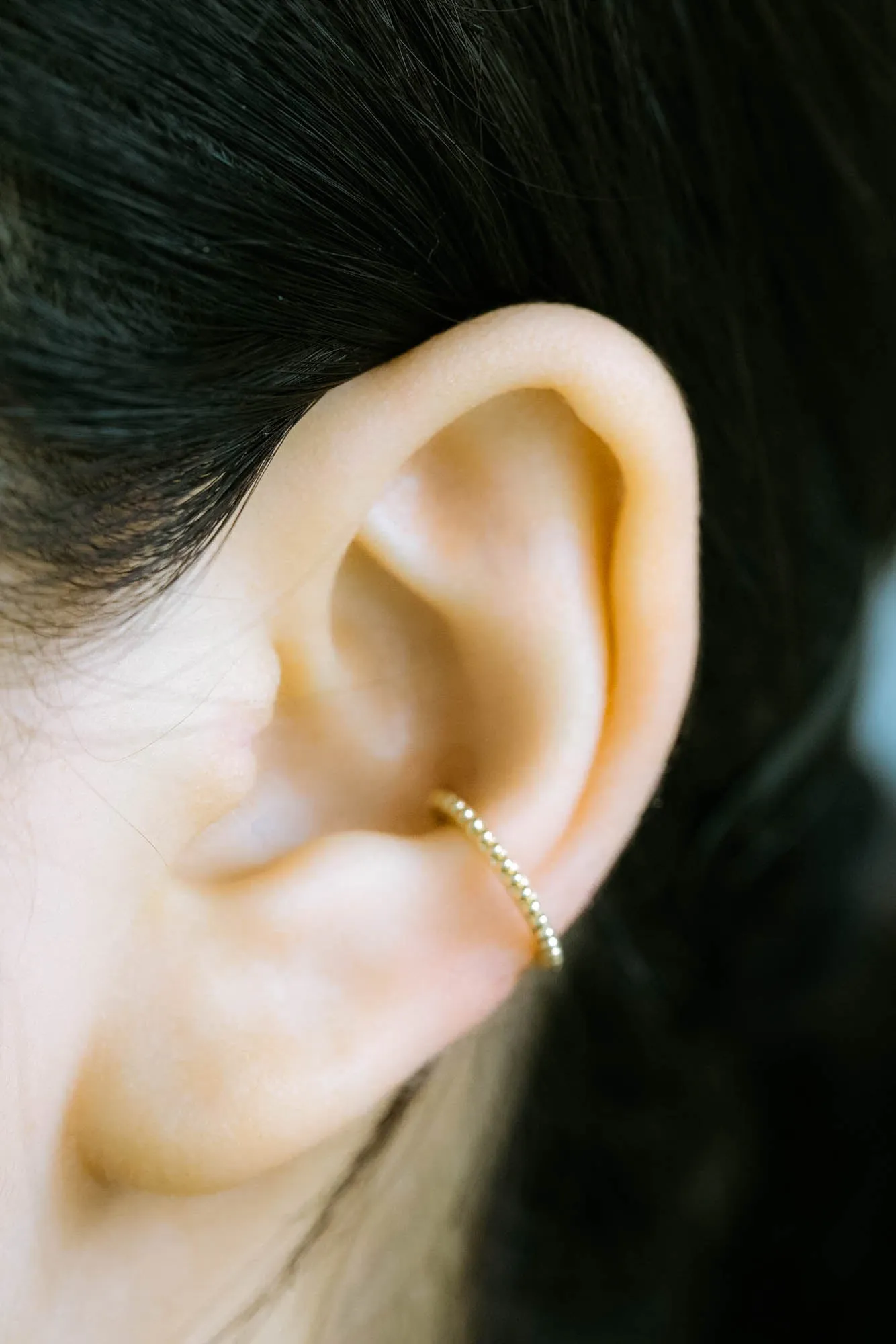 14K Gold Simple Dot Band Non Pierced Ear Cuff Earring