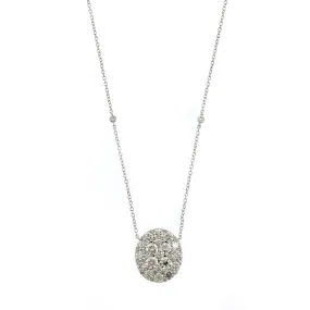 14K White Gold Diamond Oval Cluster Necklace