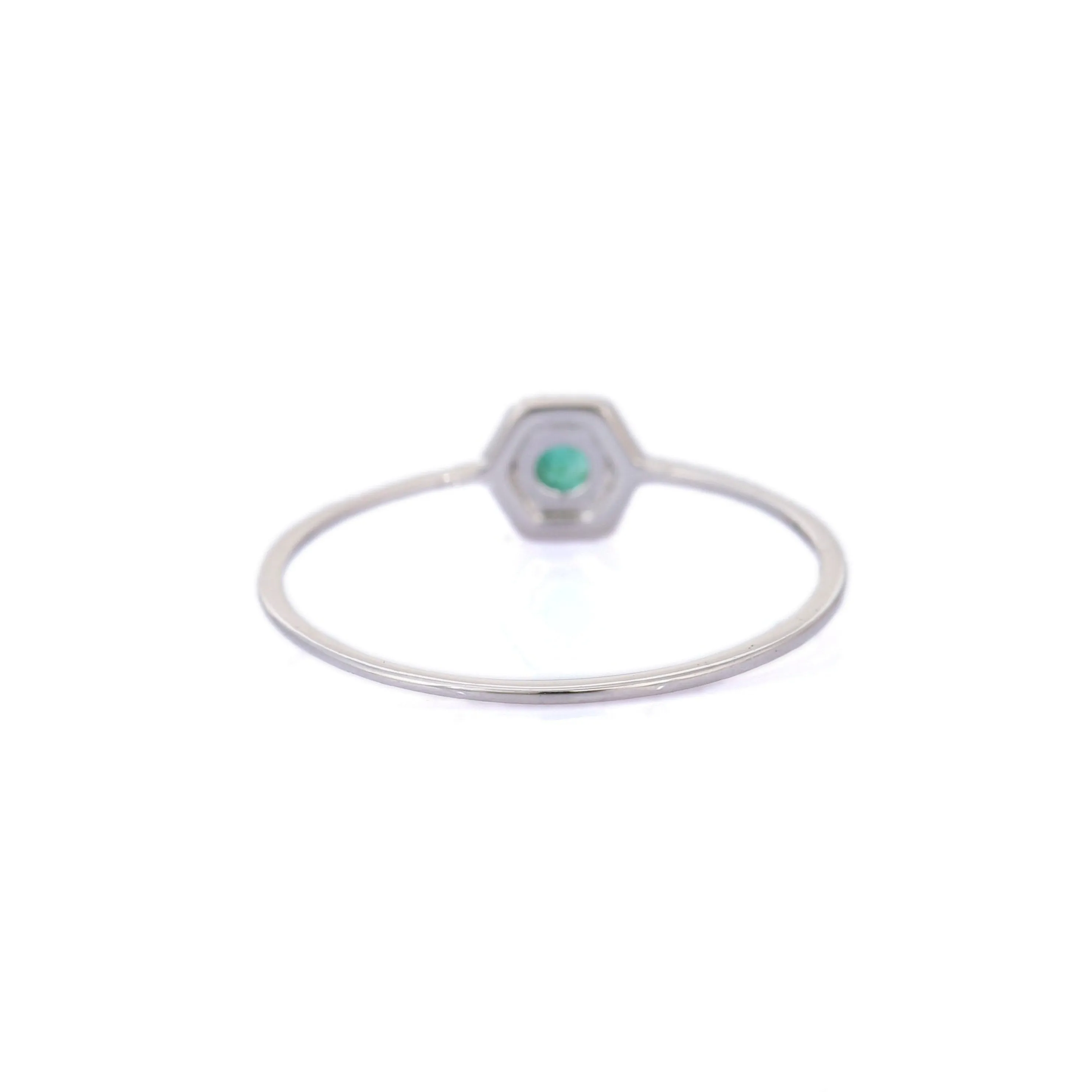 14K White Gold Emerald Pinky Ring