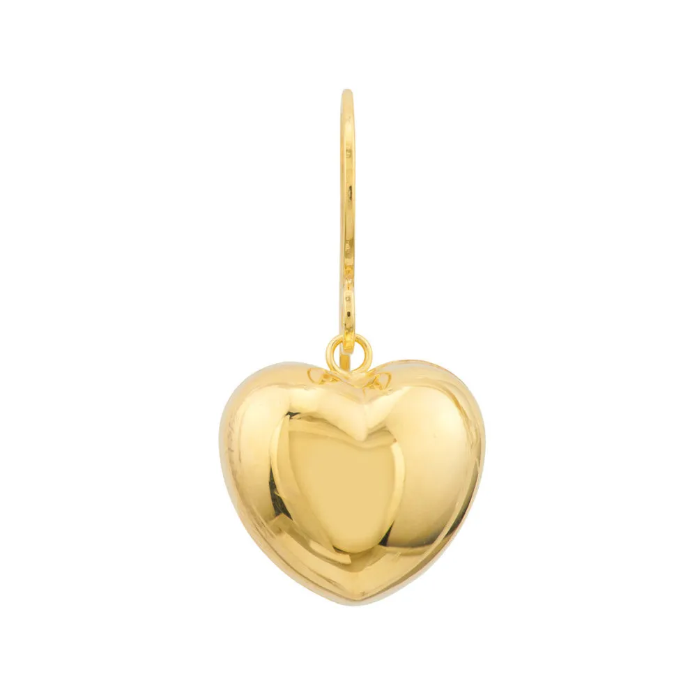 14Y Puffed Heart Earrings on Wire