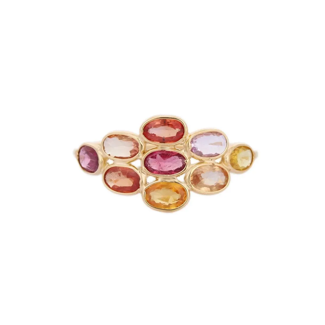 18K Gold Unique Multi Sapphire Ring