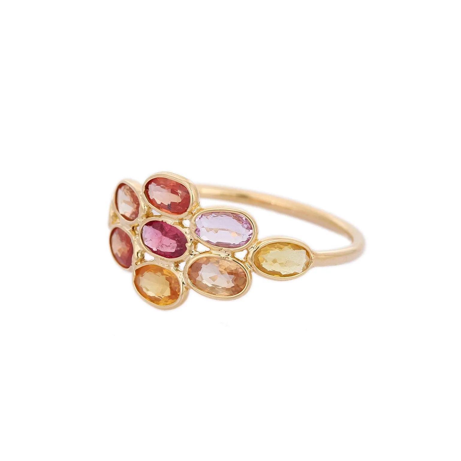 18K Gold Unique Multi Sapphire Ring