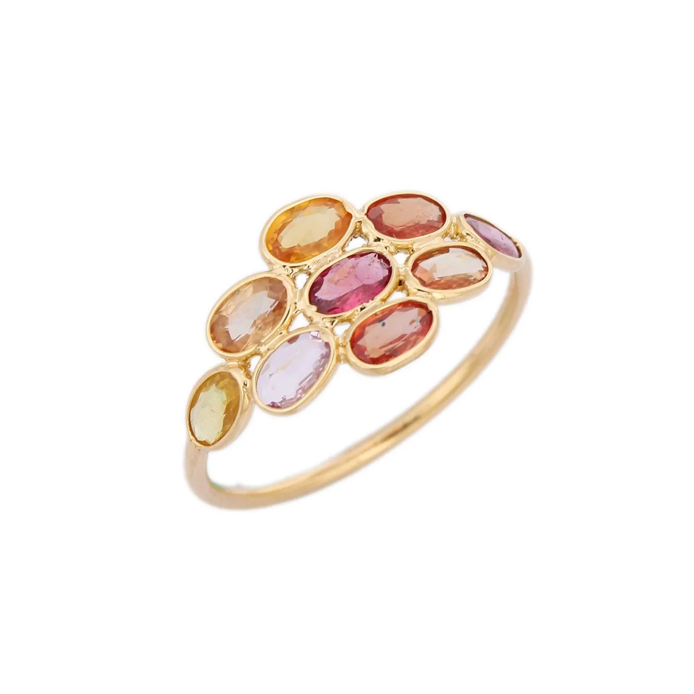 18K Gold Unique Multi Sapphire Ring