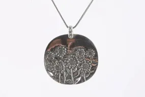 18" 925 Silver Hammered Sunflower Pendant Necklace (16.88g.)