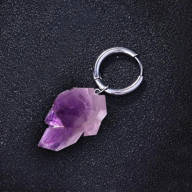 1Pc Allergy Free Natural Amethyst Pendant Ear Ring