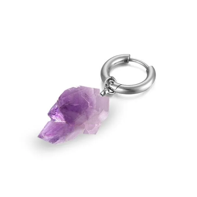 1Pc Allergy Free Natural Amethyst Pendant Ear Ring