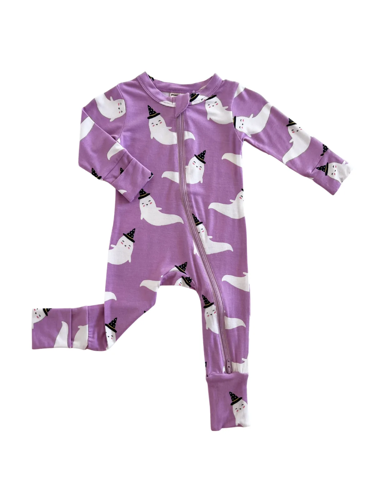 2-Way Convertible Zip Romper, Purple Ghost