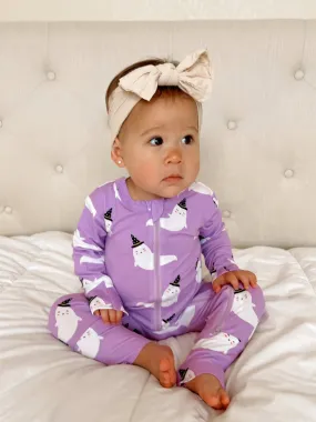 2-Way Convertible Zip Romper, Purple Ghost