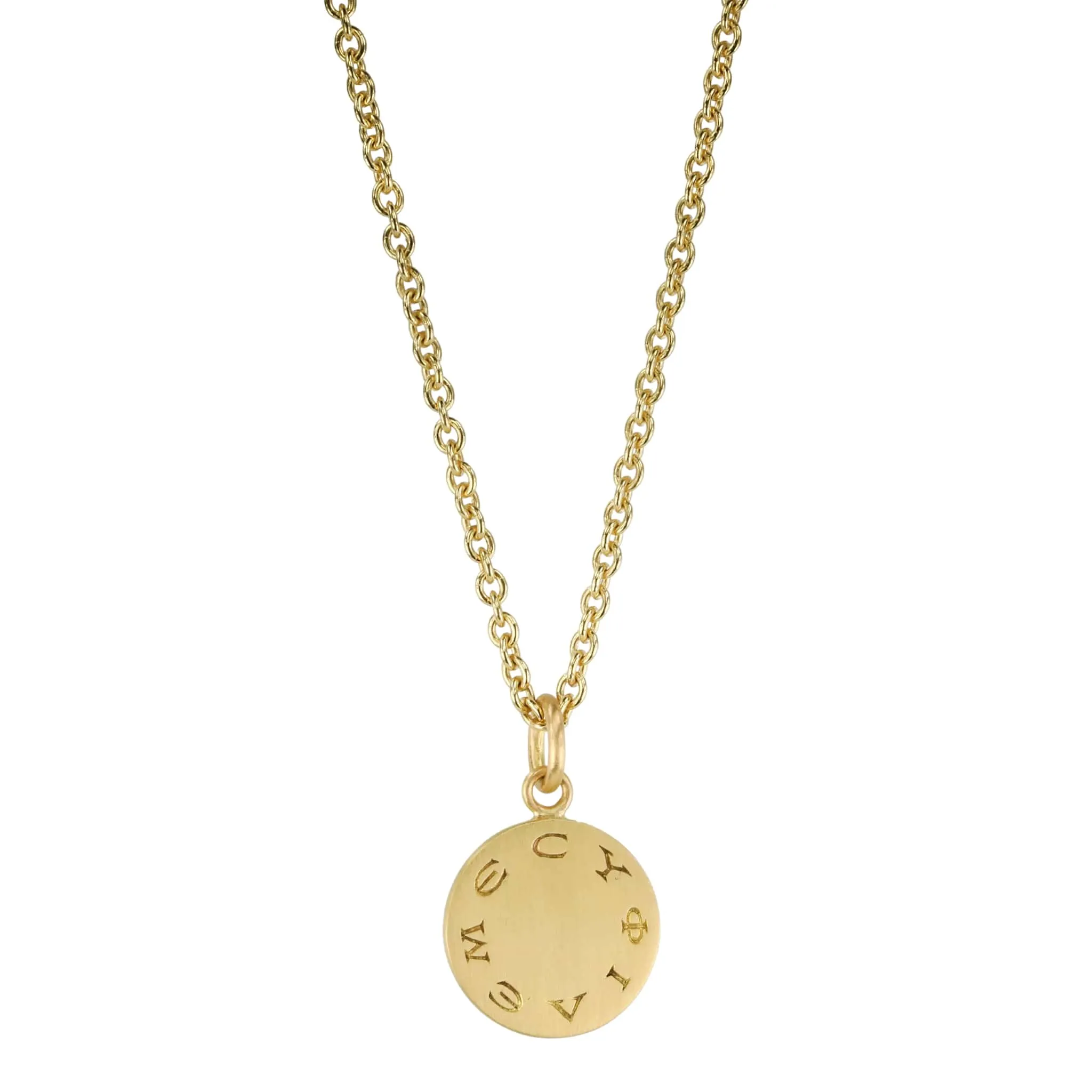 20K Gold Disc Engraved Love Me Pendant