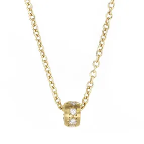 20K Gold Wider Rondelle Necklace with Star-Set Diamonds