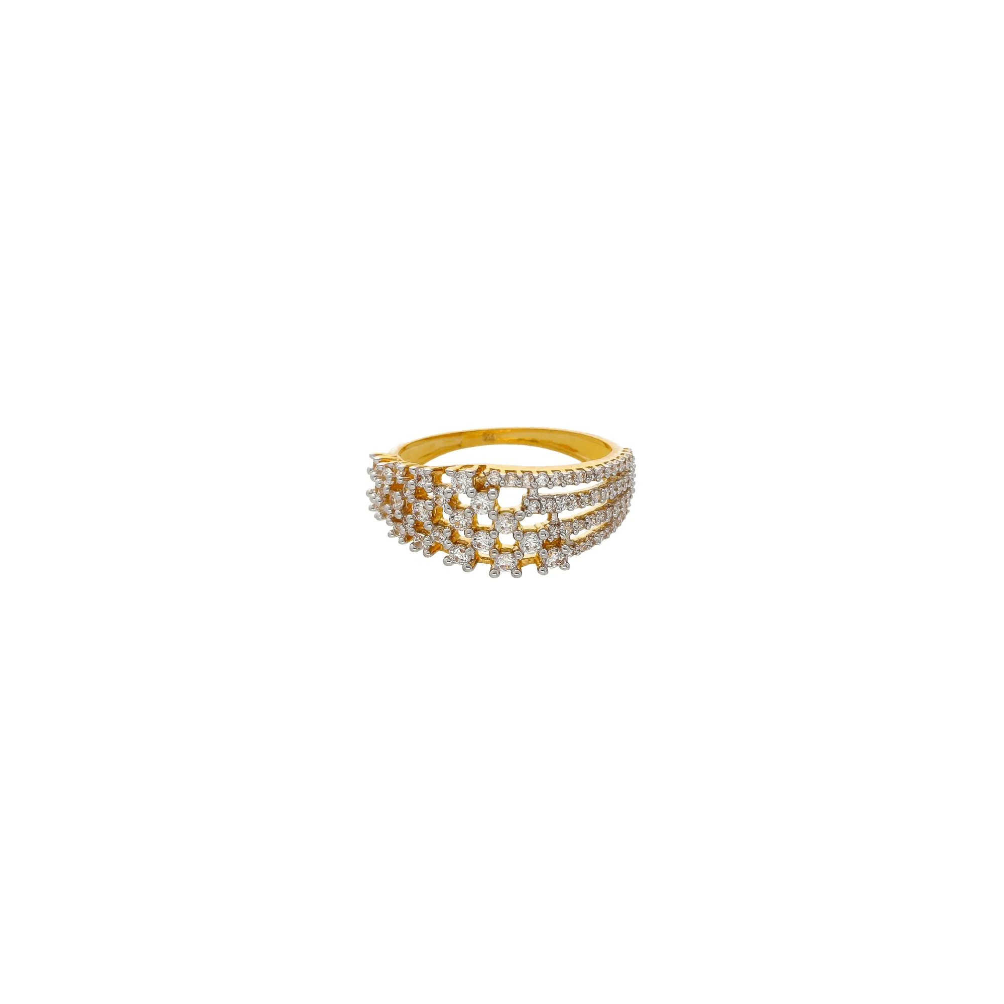 22K Yellow Gold & CZ Cocktail Ring (4.8gm)