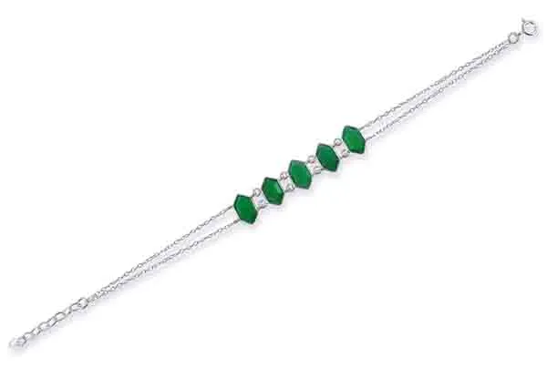 5 Stone Glacier Link Bracelet Green Onyx