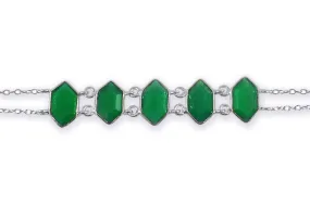 5 Stone Glacier Link Bracelet Green Onyx