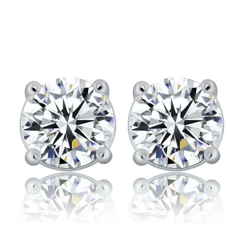 925 Sterling Silver 3mm-5mm Moissanite Earrings (GRA Certificate)