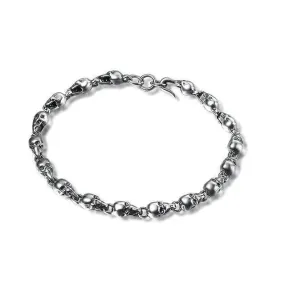 925 Sterling Silver Skull Friendship Bracelet for Men