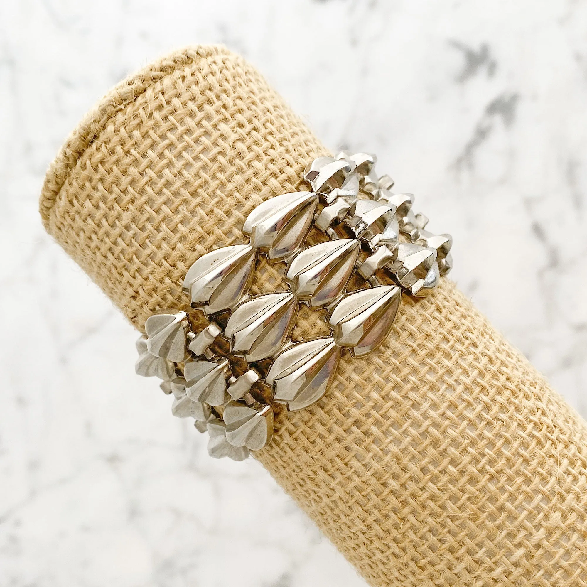 ALEXANDRA vintage wide silver tone bracelet