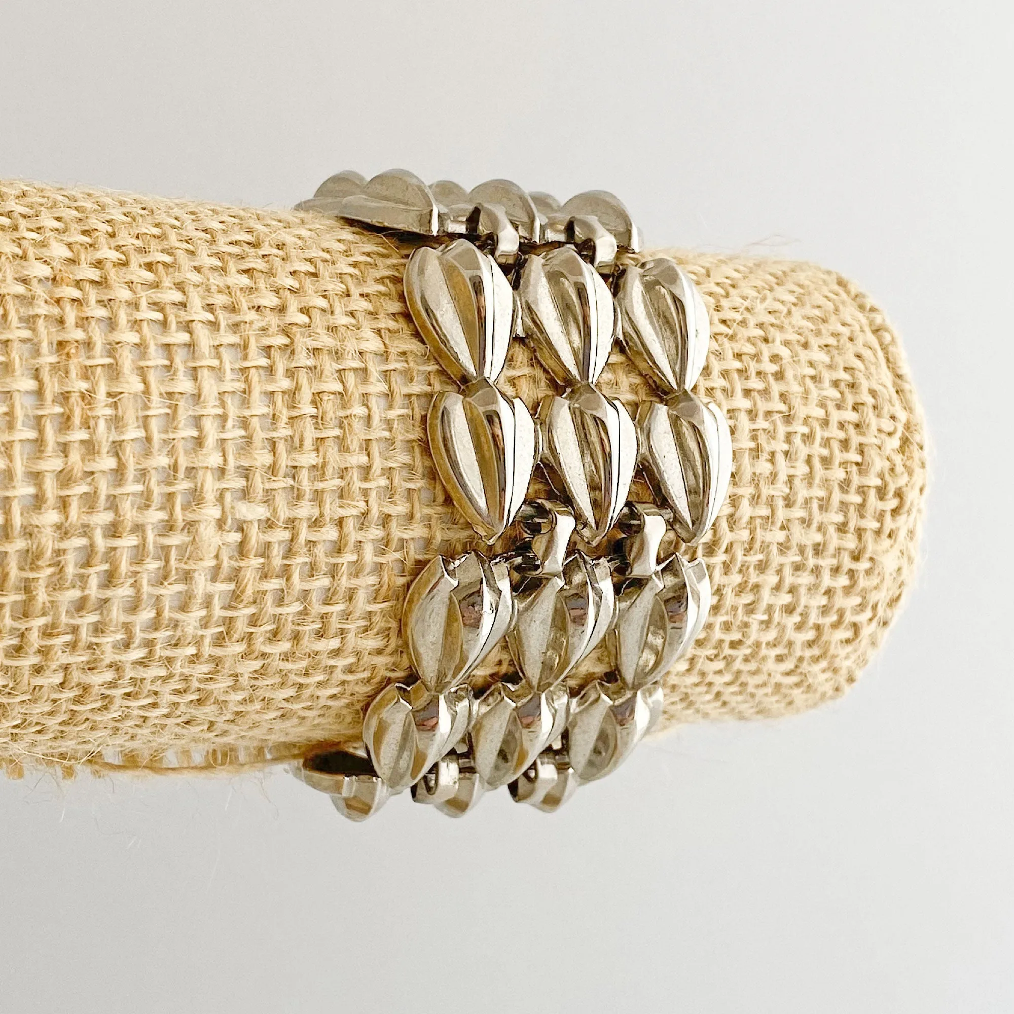 ALEXANDRA vintage wide silver tone bracelet