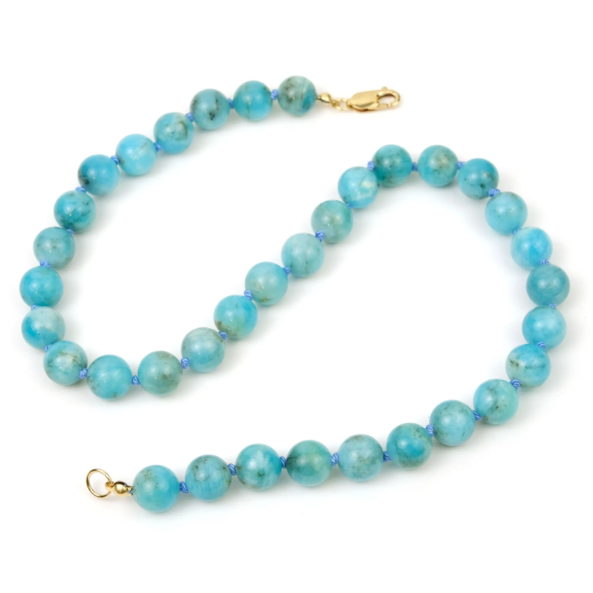 Amazonite Knotted Necklace with Gold Filled Lobster Claw Clasp