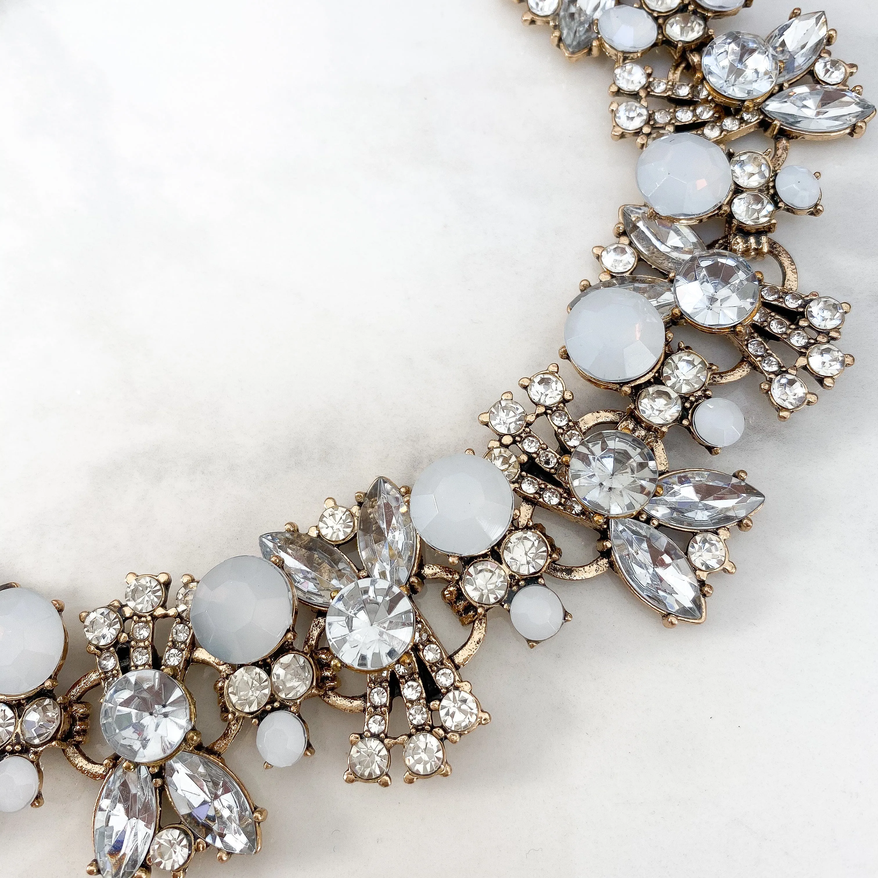 ANYA White & Gold Statement Necklace