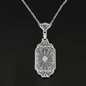 Art Deco Diamond Rock Crystal Necklace in Platinum