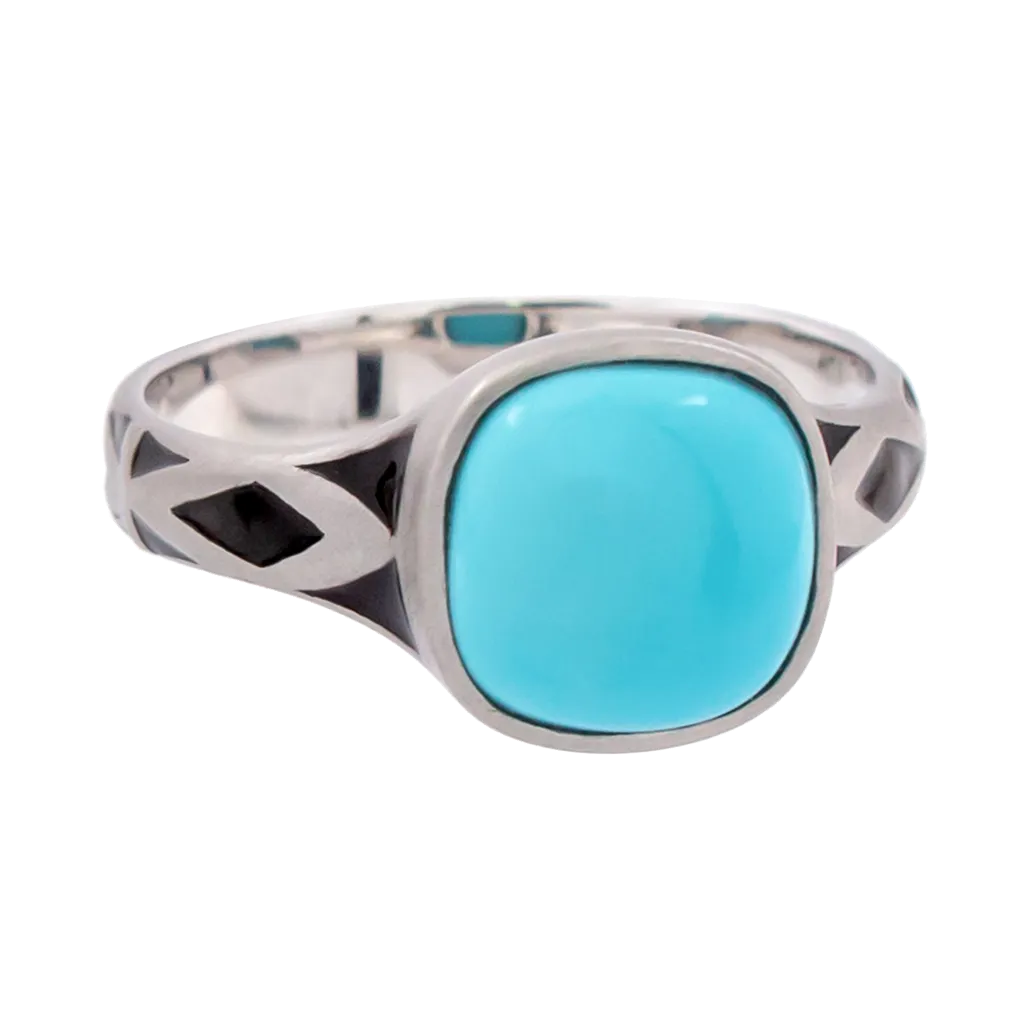 Aztec Small Style Cushion Turquoise Ring