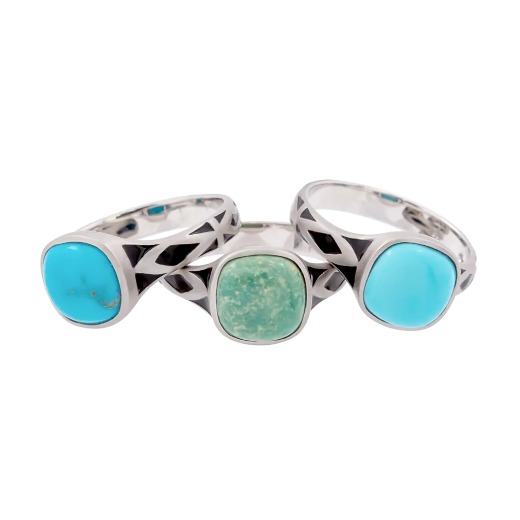 Aztec Small Style Cushion Turquoise Ring