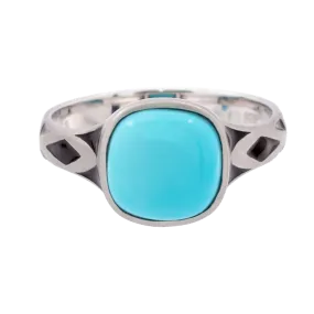 Aztec Small Style Cushion Turquoise Ring