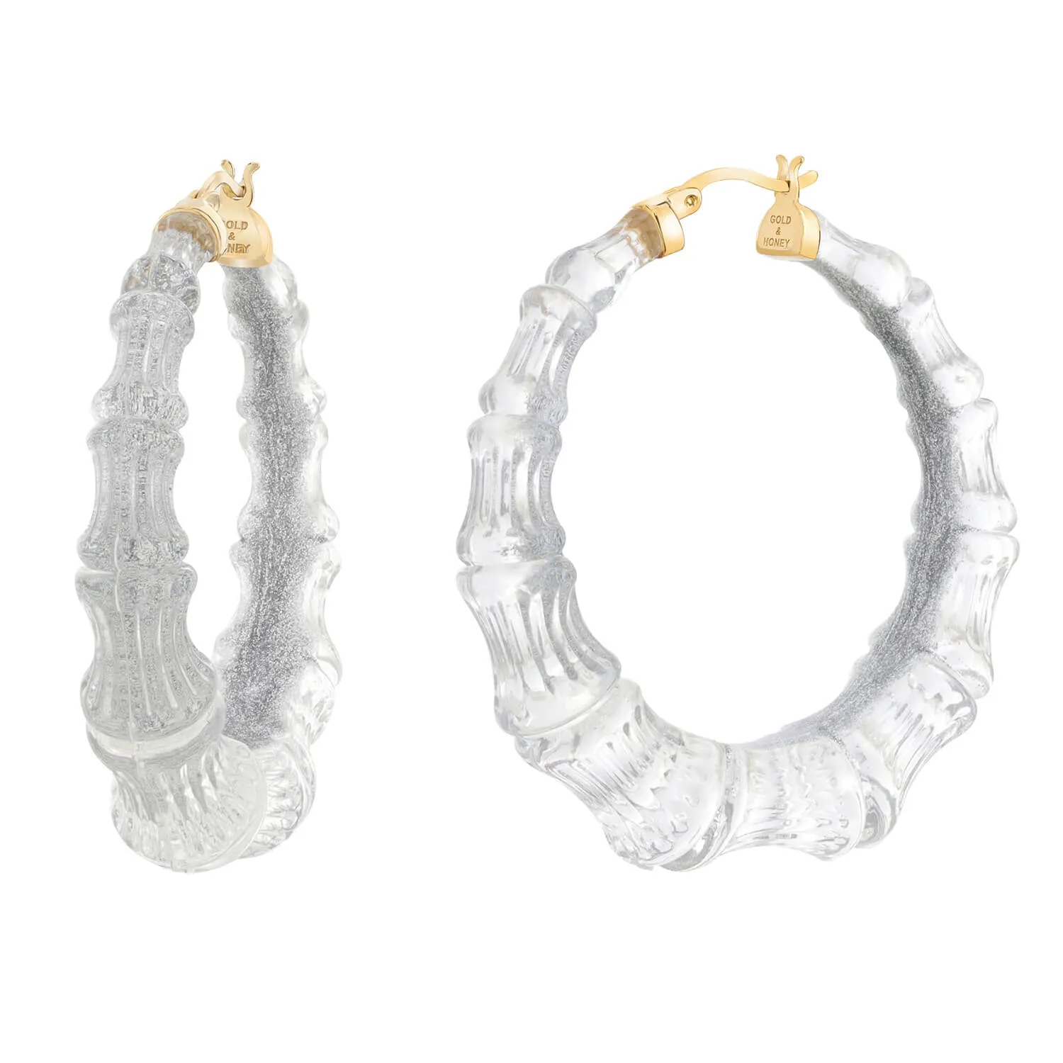 Bamboo Illusion Lucite Hoop Earrings