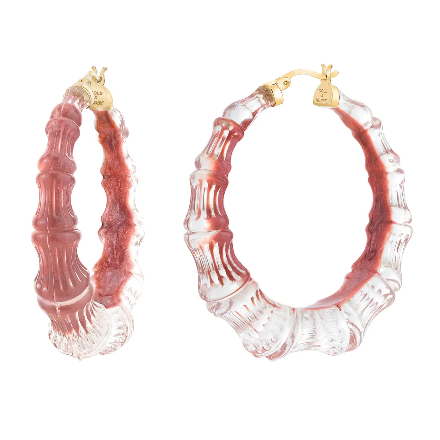 Bamboo Illusion Lucite Hoop Earrings