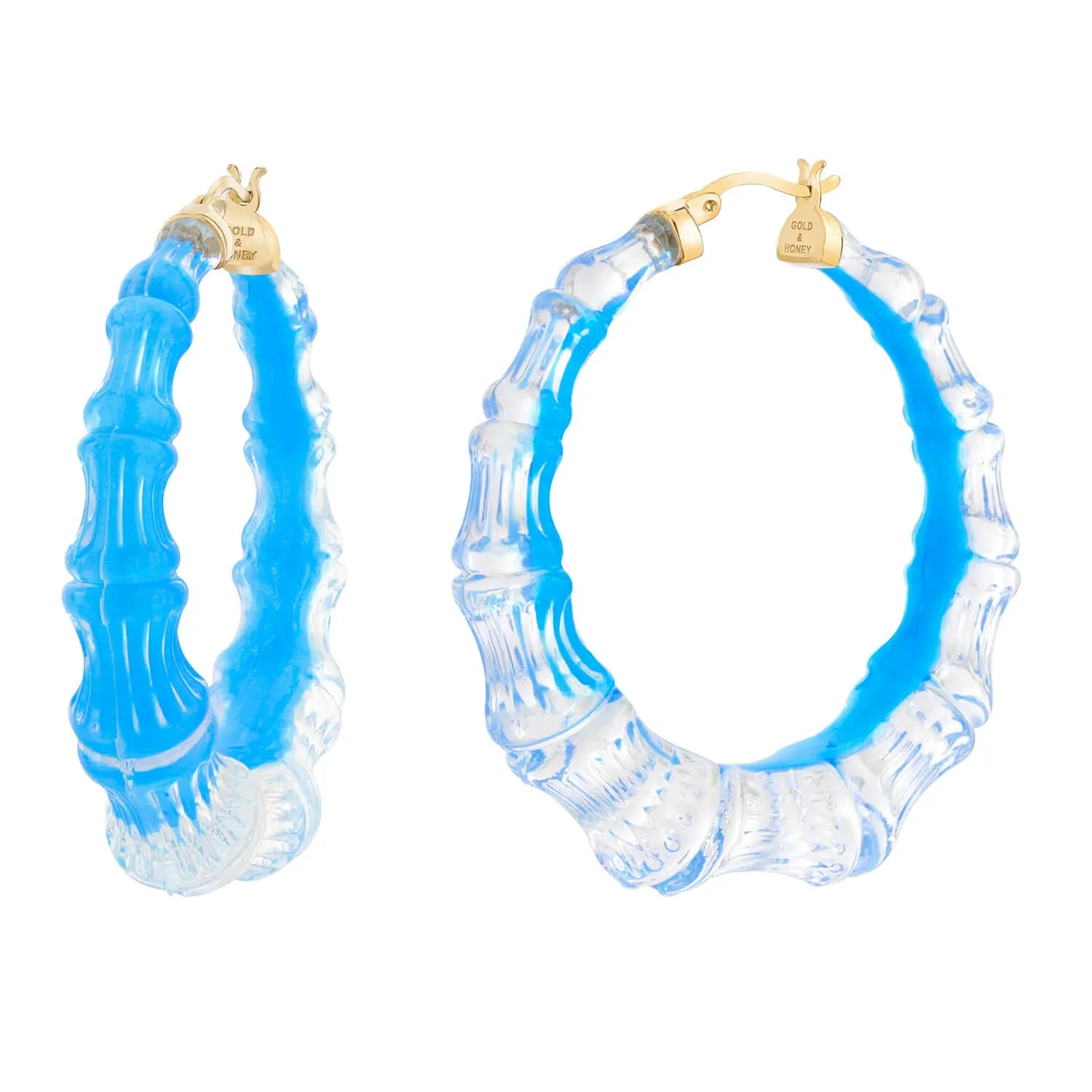 Bamboo Illusion Lucite Hoop Earrings