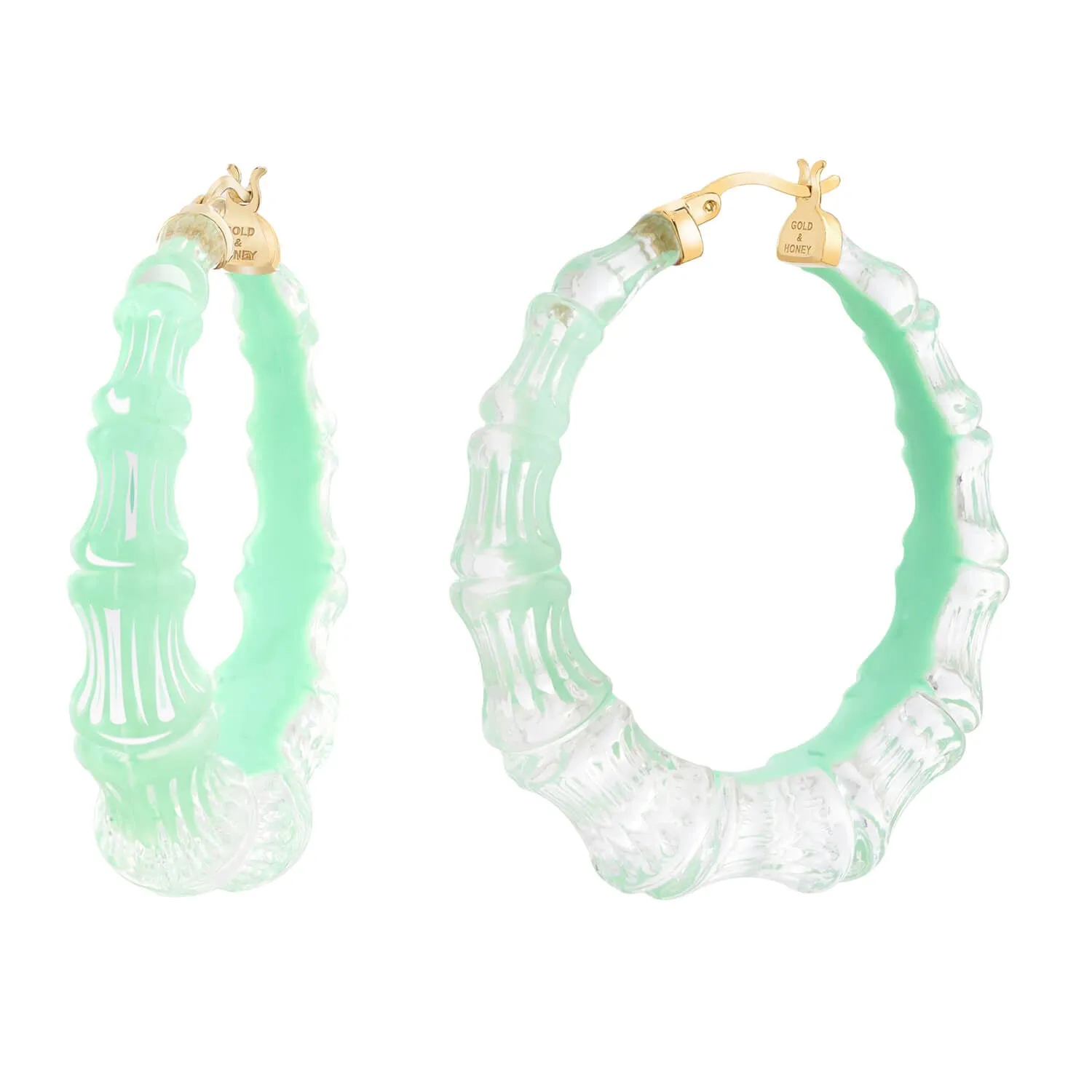 Bamboo Illusion Lucite Hoop Earrings