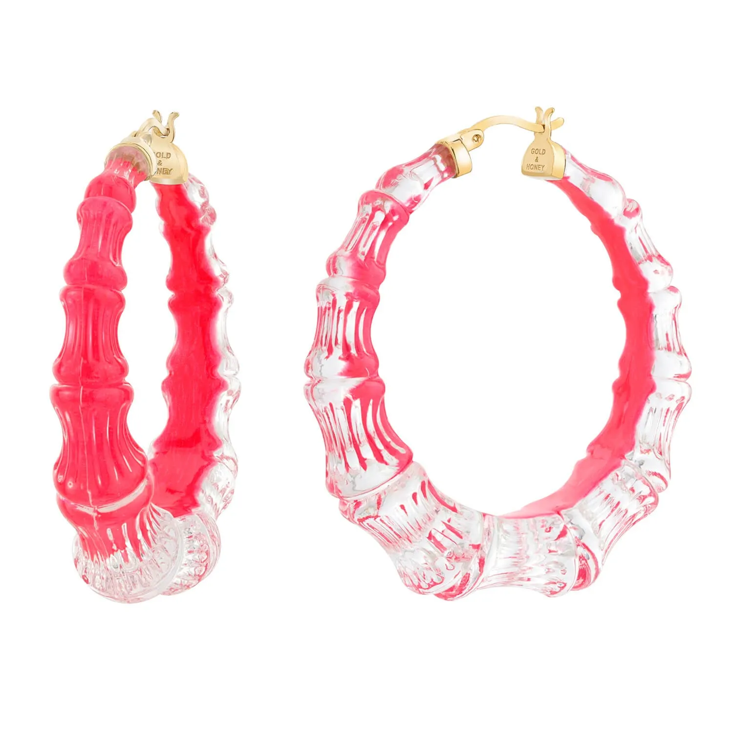 Bamboo Illusion Lucite Hoop Earrings