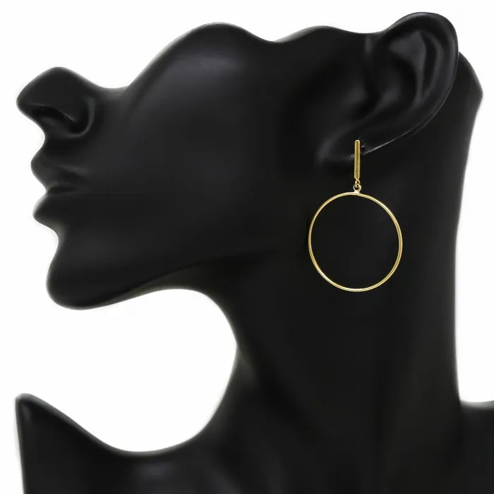 Bar With Hoop Drop Gold Dipped Earrings