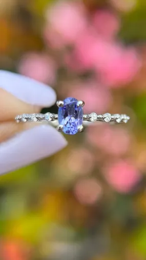 Bella 6x4mm 0.45ct Oval Tanzanite Spaced Diamond Ring 14K Gold DFR038