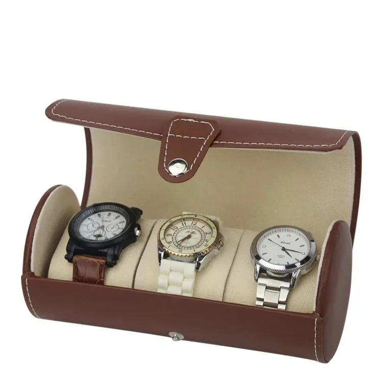 Brown Leather Watch and Jewelry Travel Case