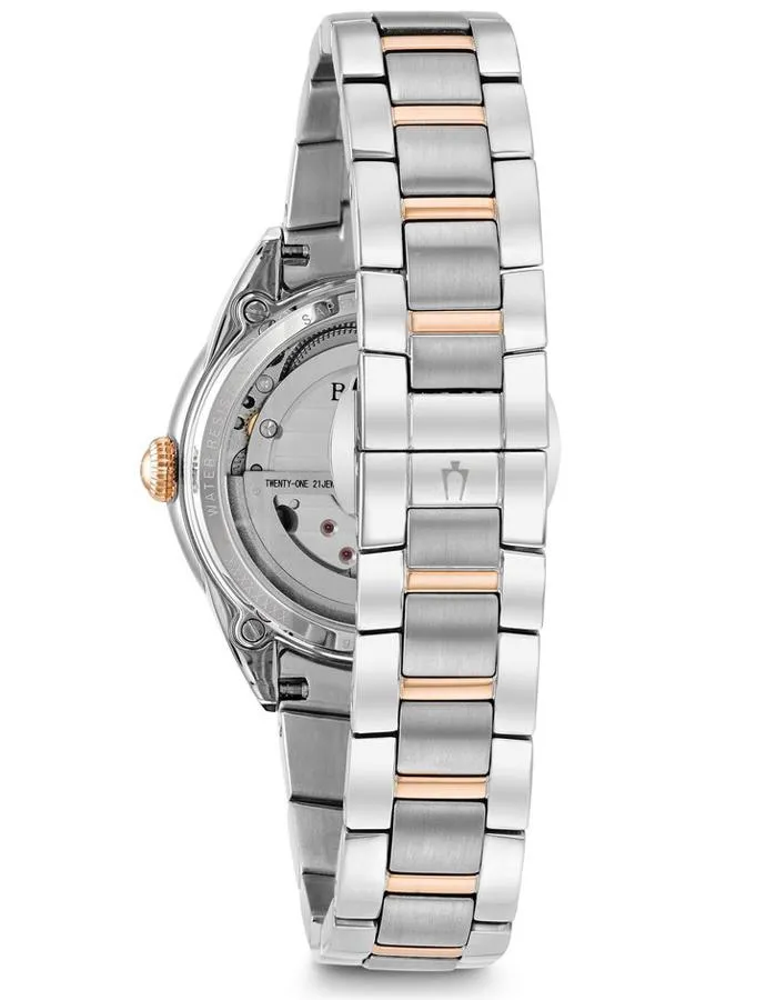 Bulova Womens Diamond Automatic - Two-Tone - Open Heart MOP Dial - Stainless