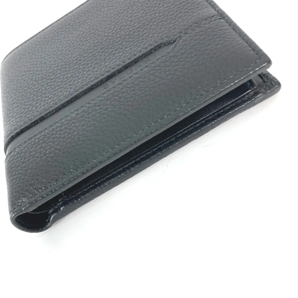 BVLGARI Folded wallet leather black logo mens Used Authentic