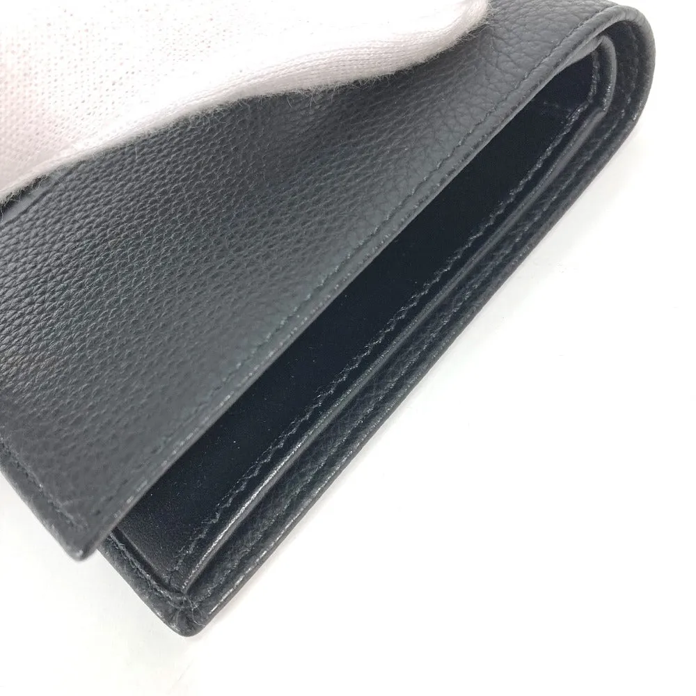 BVLGARI Folded wallet leather black logo mens Used Authentic