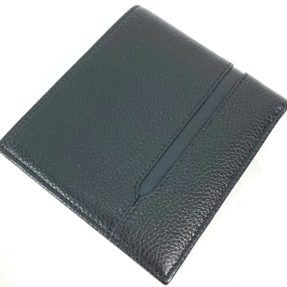 BVLGARI Folded wallet leather black logo mens Used Authentic