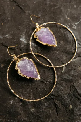 Calm Within Amethyst Arrowhead Hoops