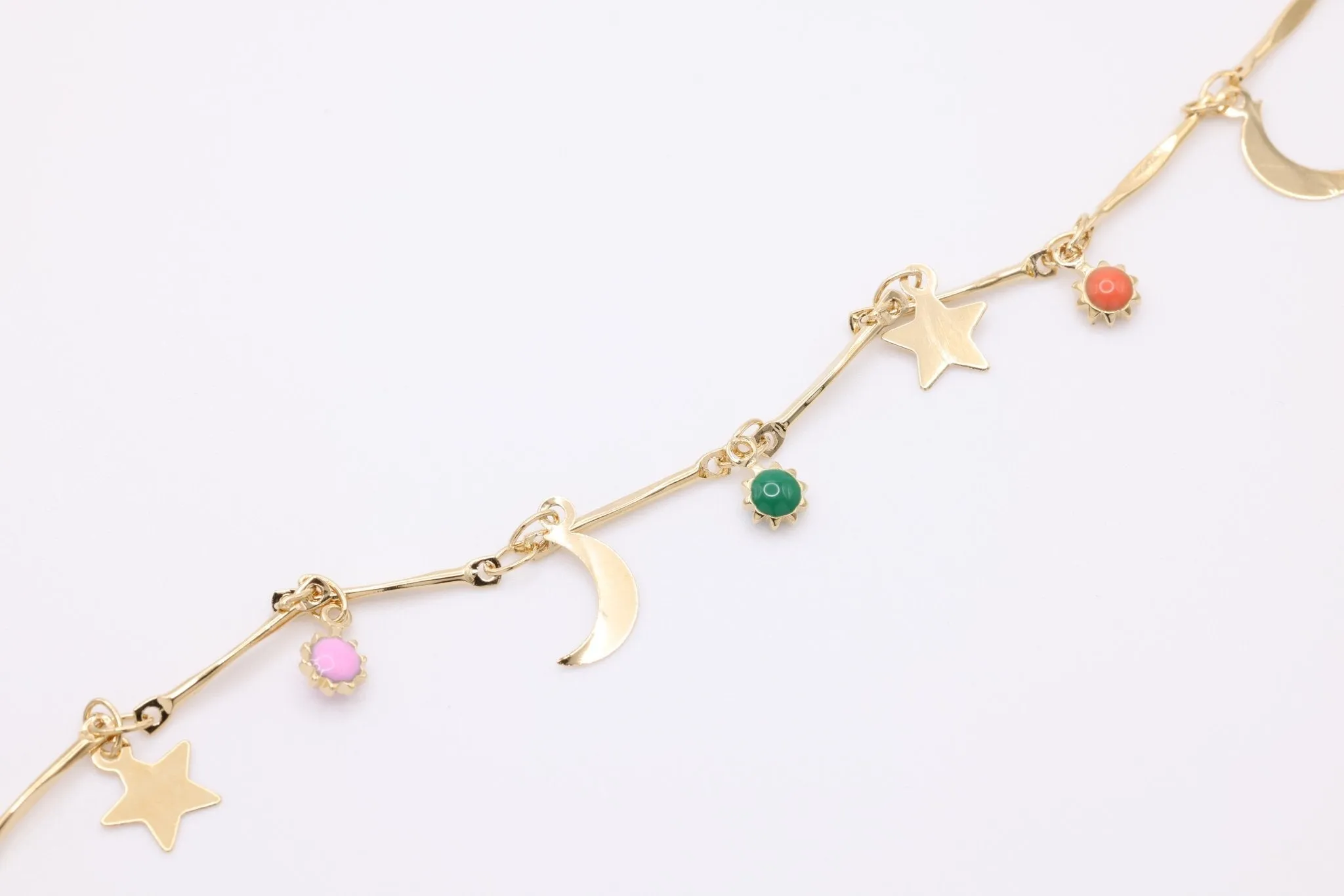 Celestial Color Enamel Flat Bar Chain, 14K Gold Overlay Plated, Wholesale Jewelry Chain