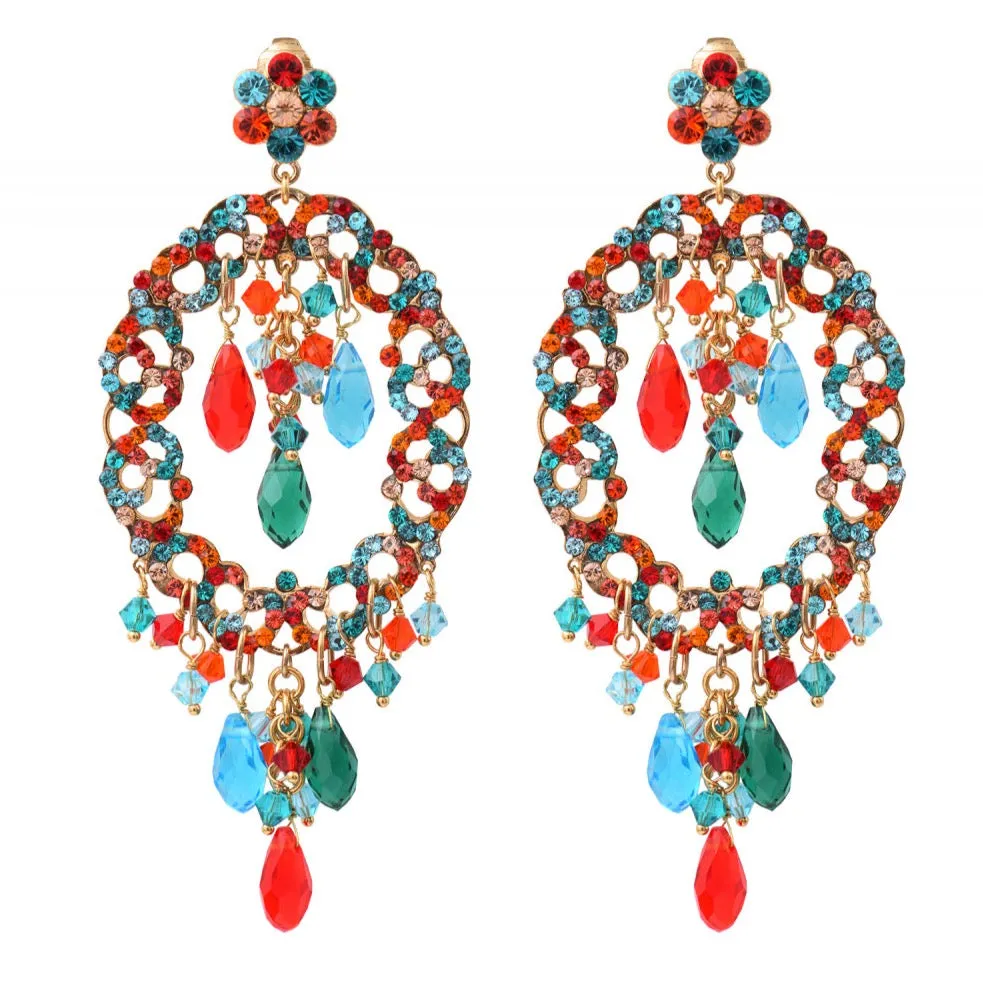 Chiara Glimmering Colorful Swarovski Drop Earrings by Satellite Paris