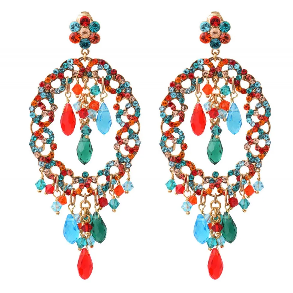 Chiara Glimmering Colorful Swarovski Drop Earrings by Satellite Paris