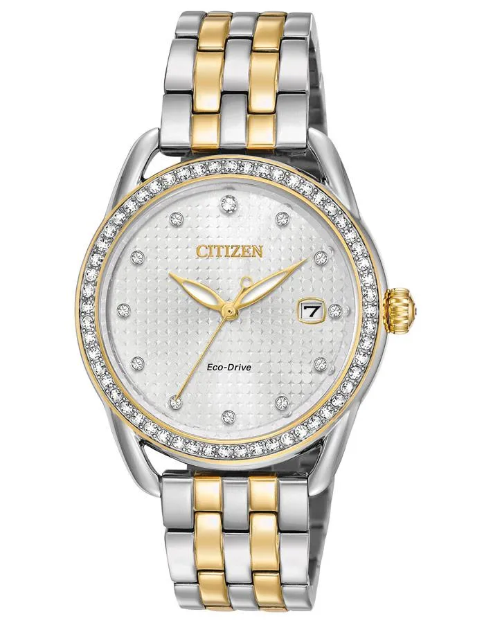 Citizen DRIVE LTR Womens Watch - Crystals - Two-Tone - Bracelet - Date - 30m